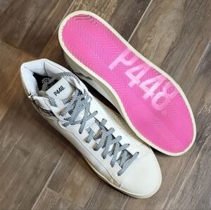 P448 White Leather Upper Off-White Suede Taylor Sneakers, Made in Italy, 13